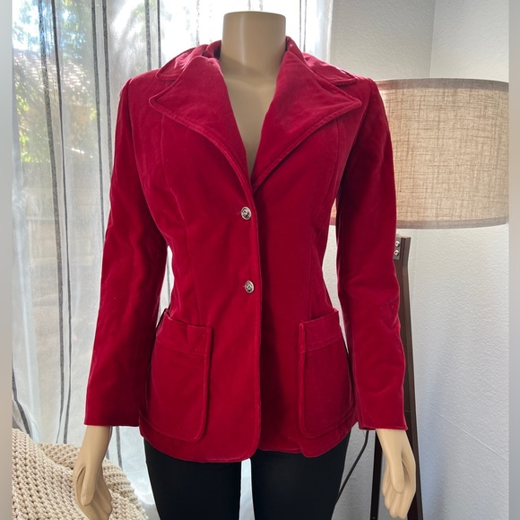 JL de Ball Jackets & Blazers - JL DE BALL Vintage Famous for Velvet Red Button Blazer Jacket Coat Size 8